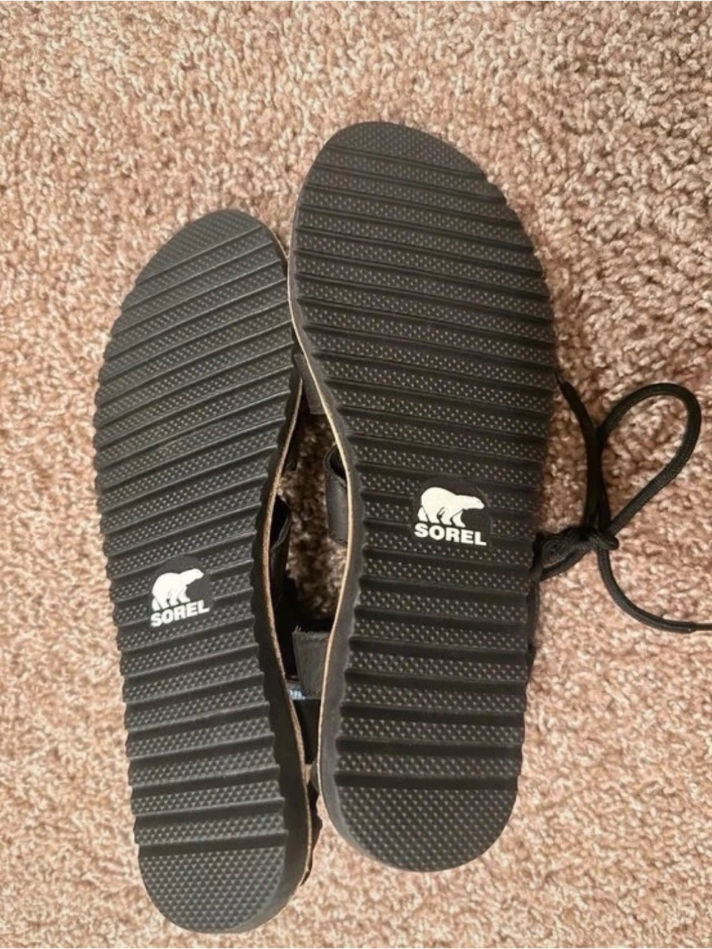 Sorel Kids Black Lace-Up Sandals with Logo Sole